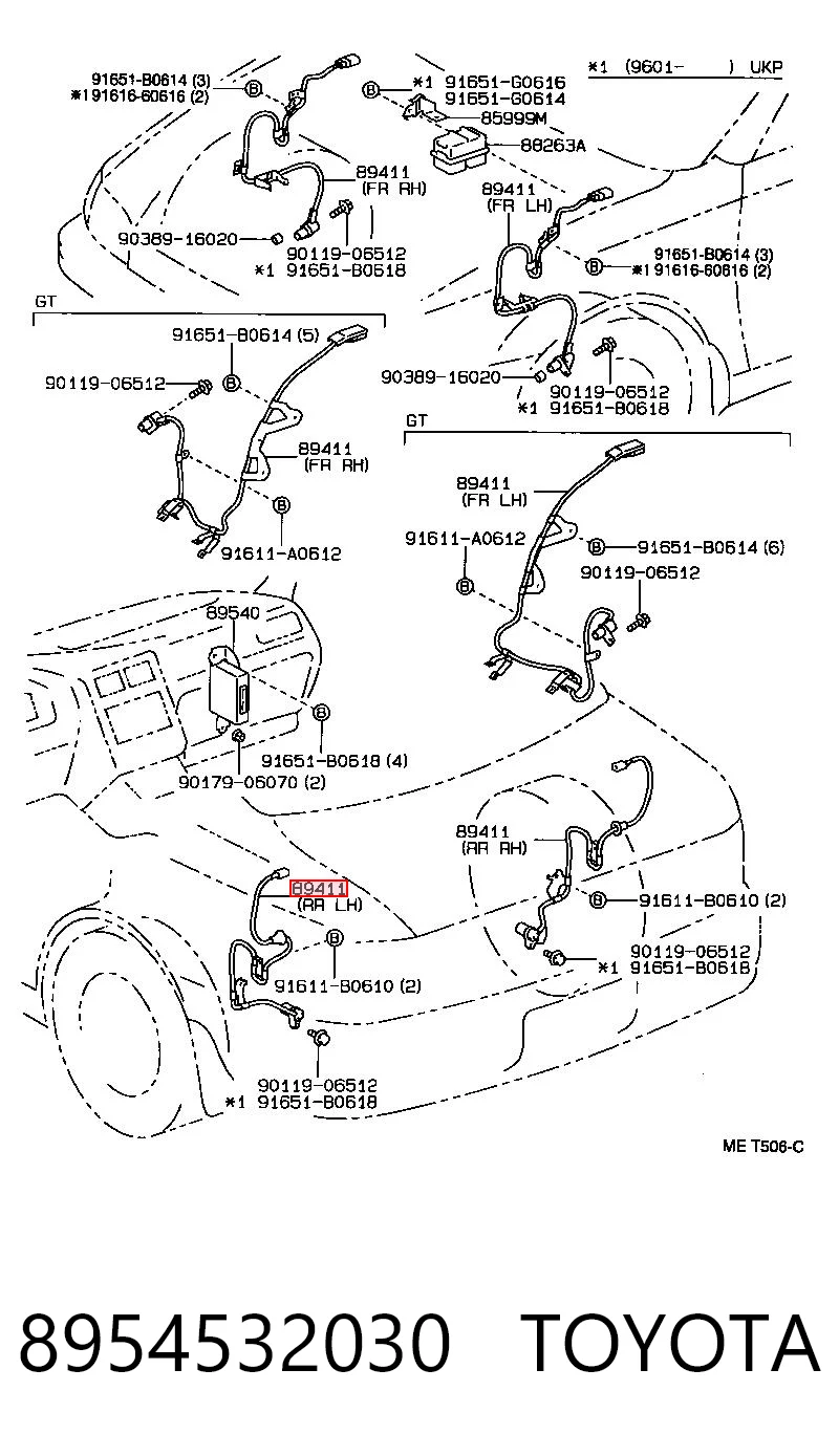 8954532030 Toyota Датчик АБС (ABS) задній правий