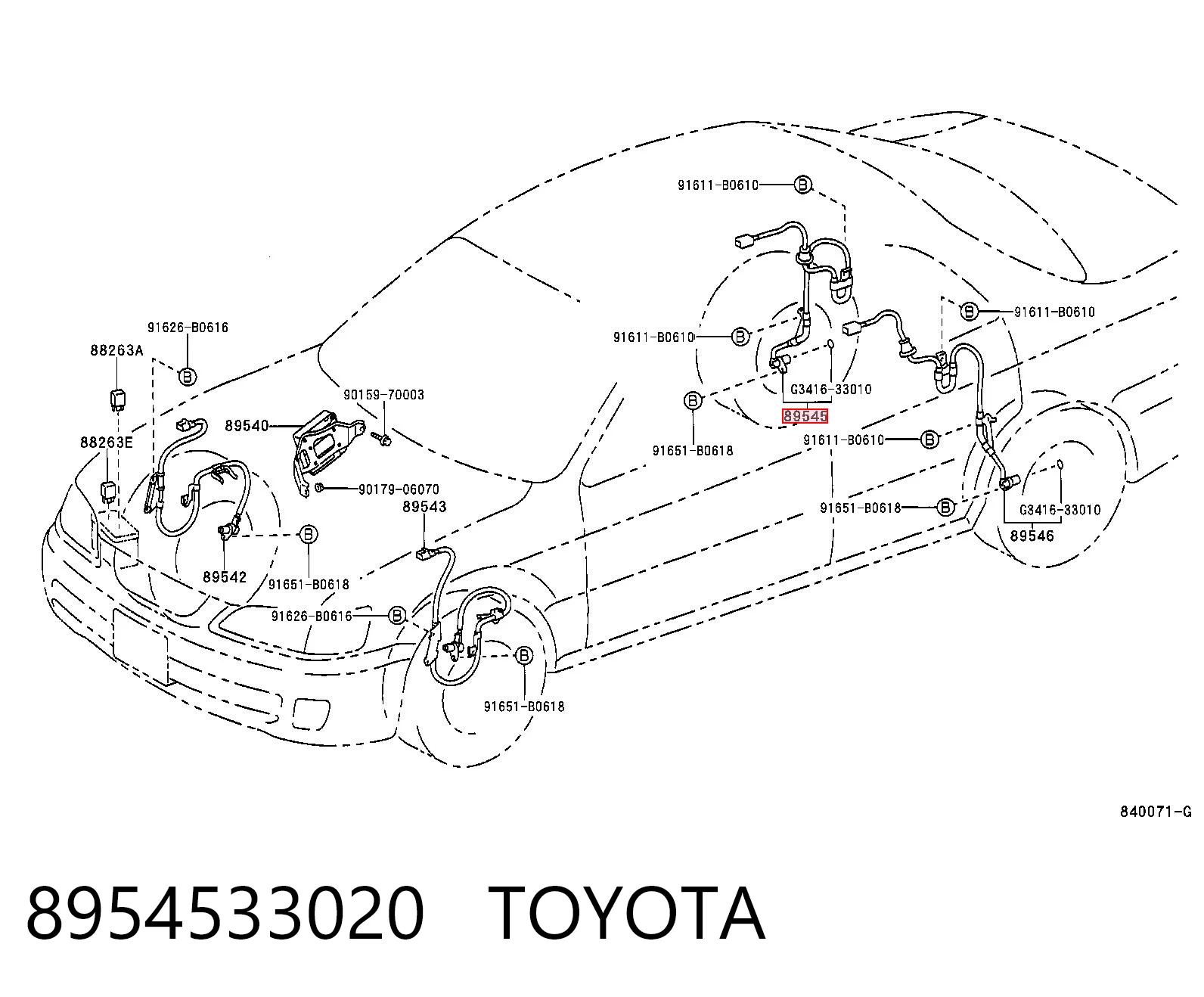 8954533020 Toyota Датчик ABS задній правий