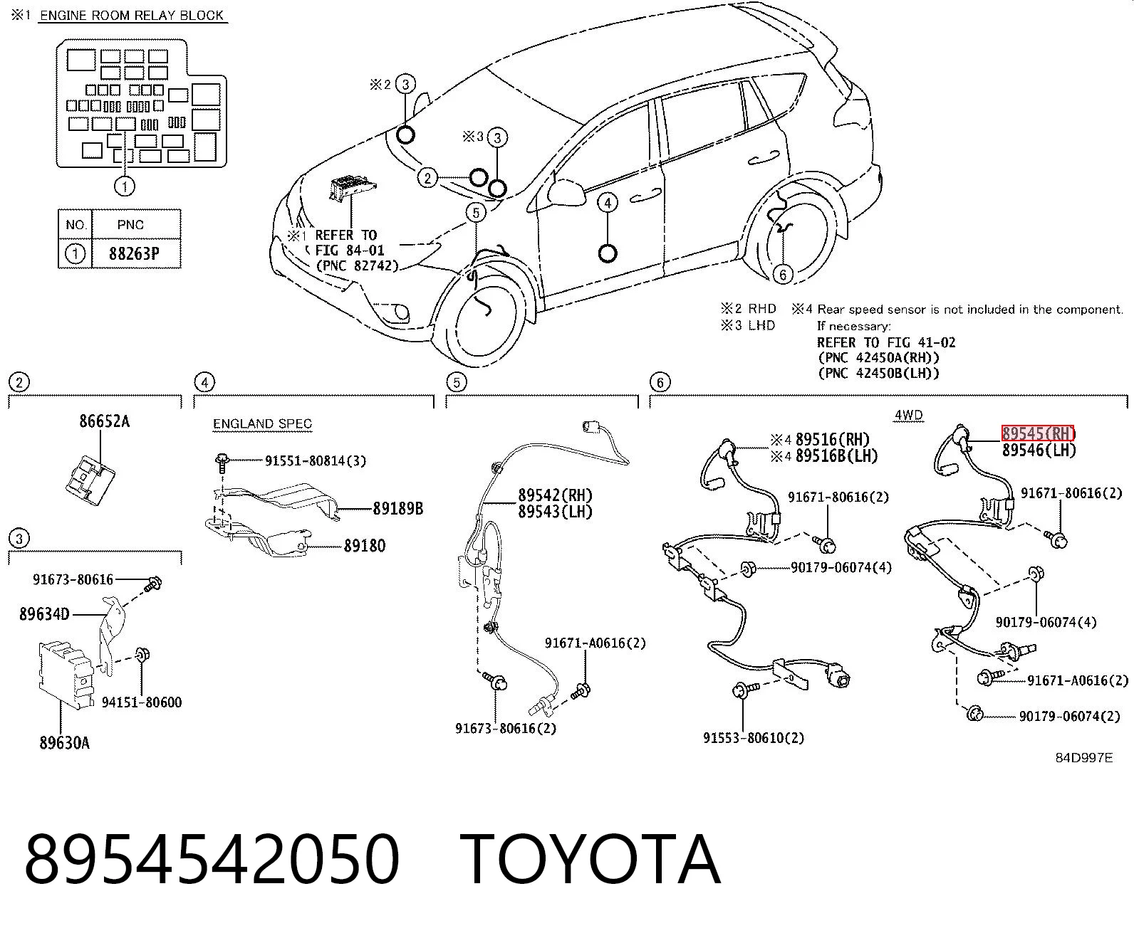 8954542050 Toyota Датчик ABS задній правий