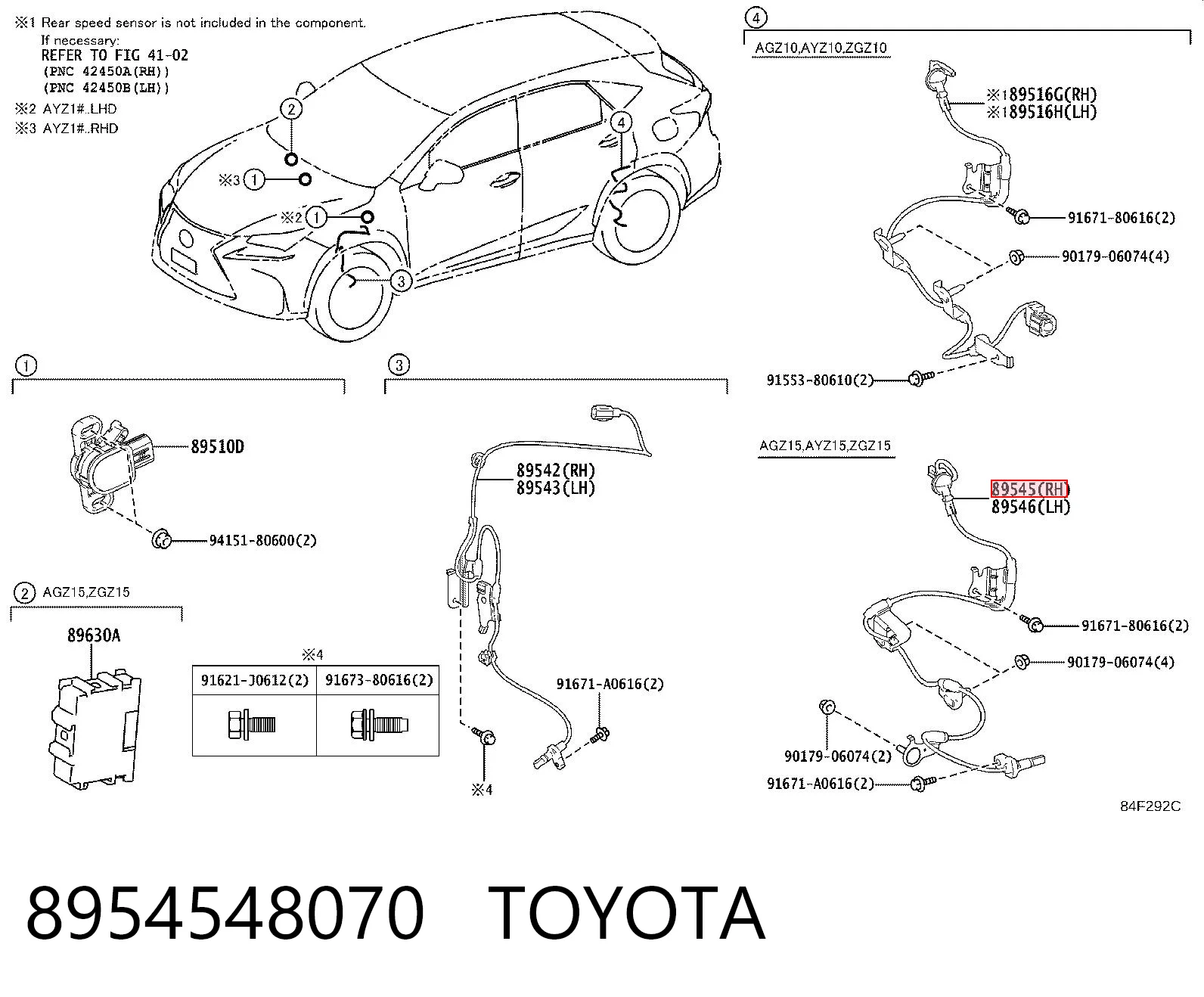 8954548070 Toyota Датчик АБС задній правий