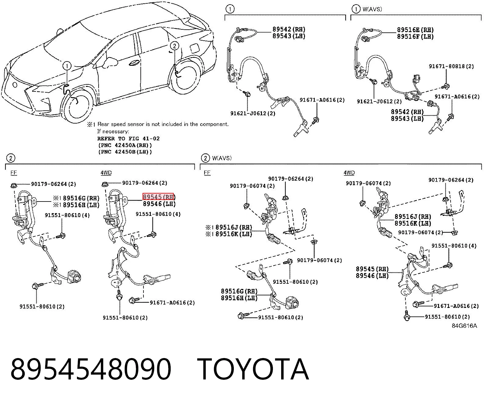 8954548090 Toyota Датчик ABS задній правий