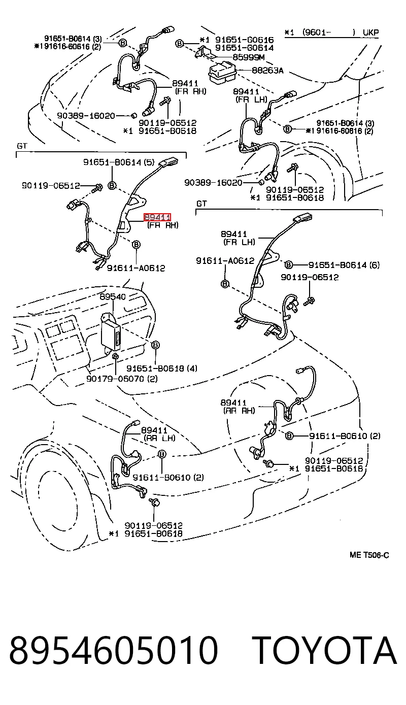 8954605010 Toyota Датчик ABS задній лівий