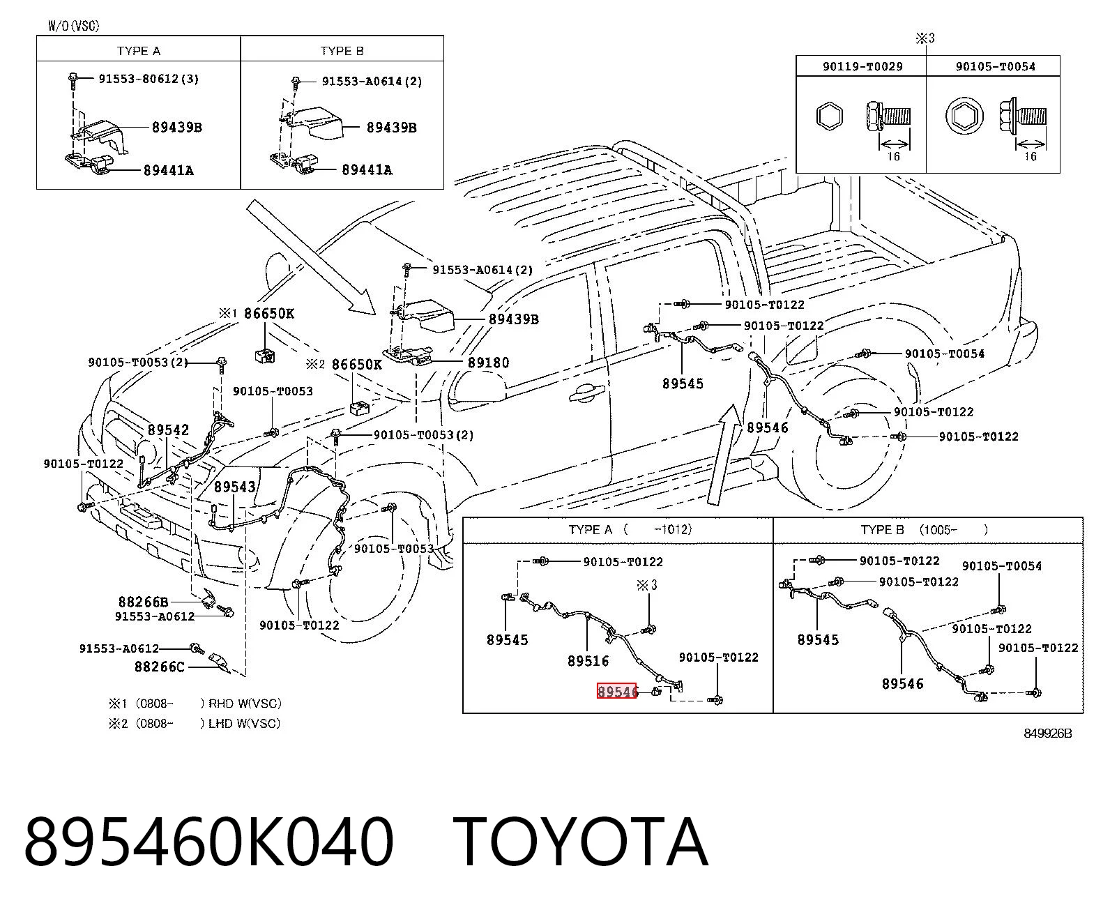 895460K040 Toyota Датчик ABS задній лівий
