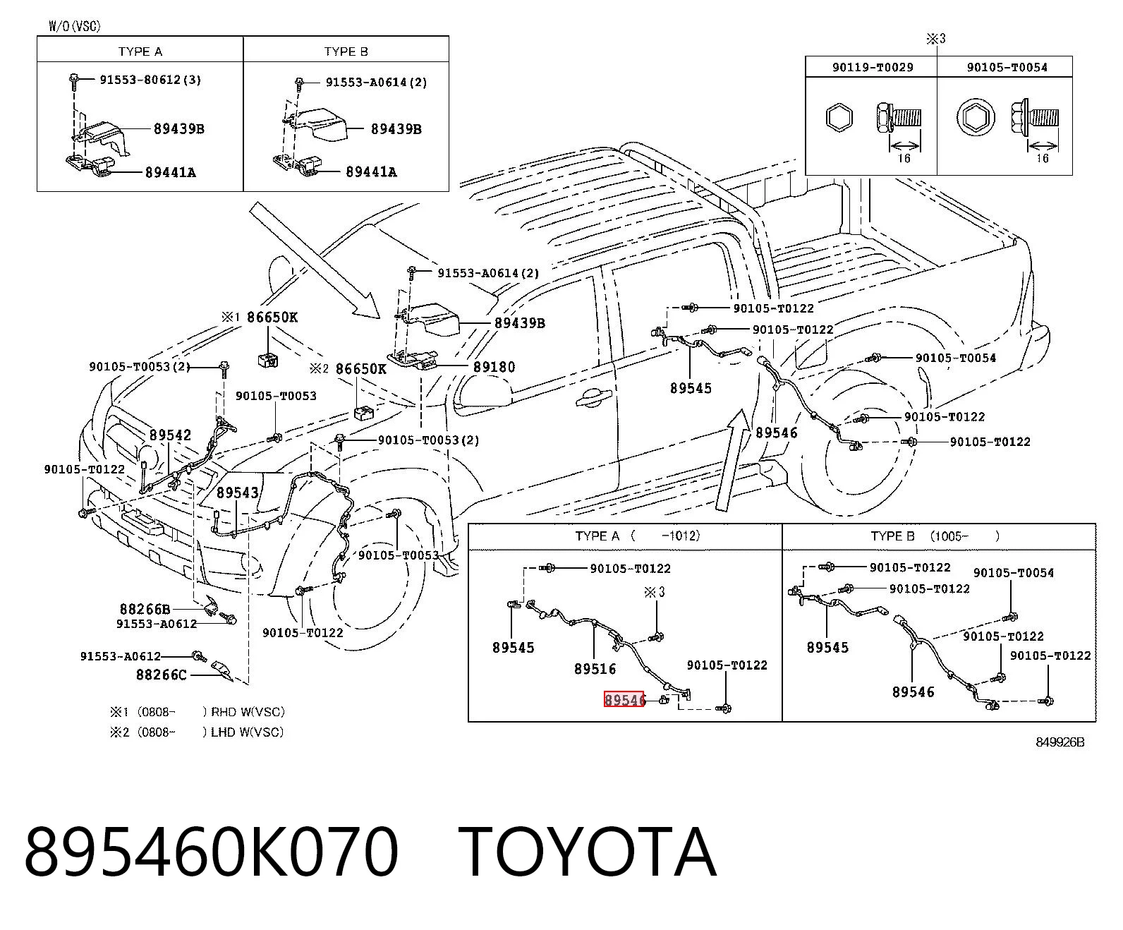895460K070 Toyota Датчик ABS задній лівий