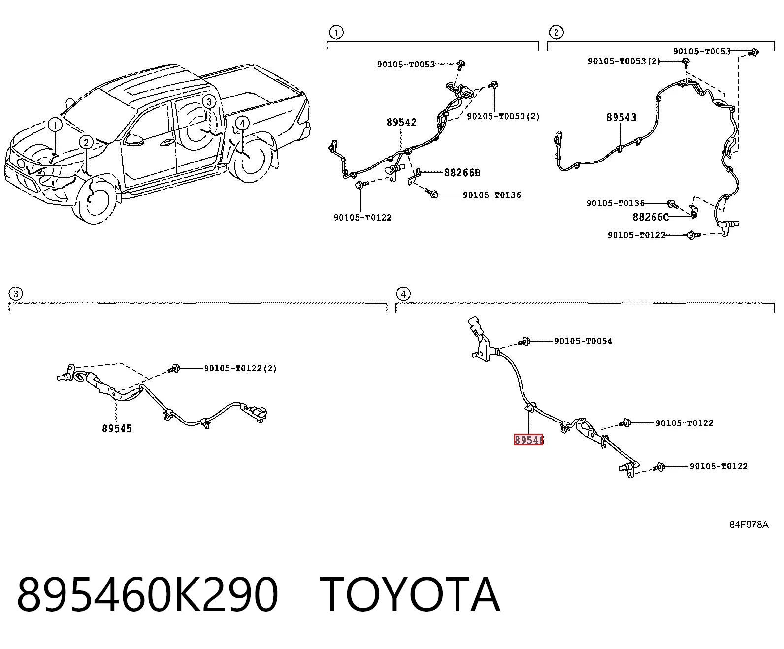 895460K290 Toyota Датчик ABS задній лівий