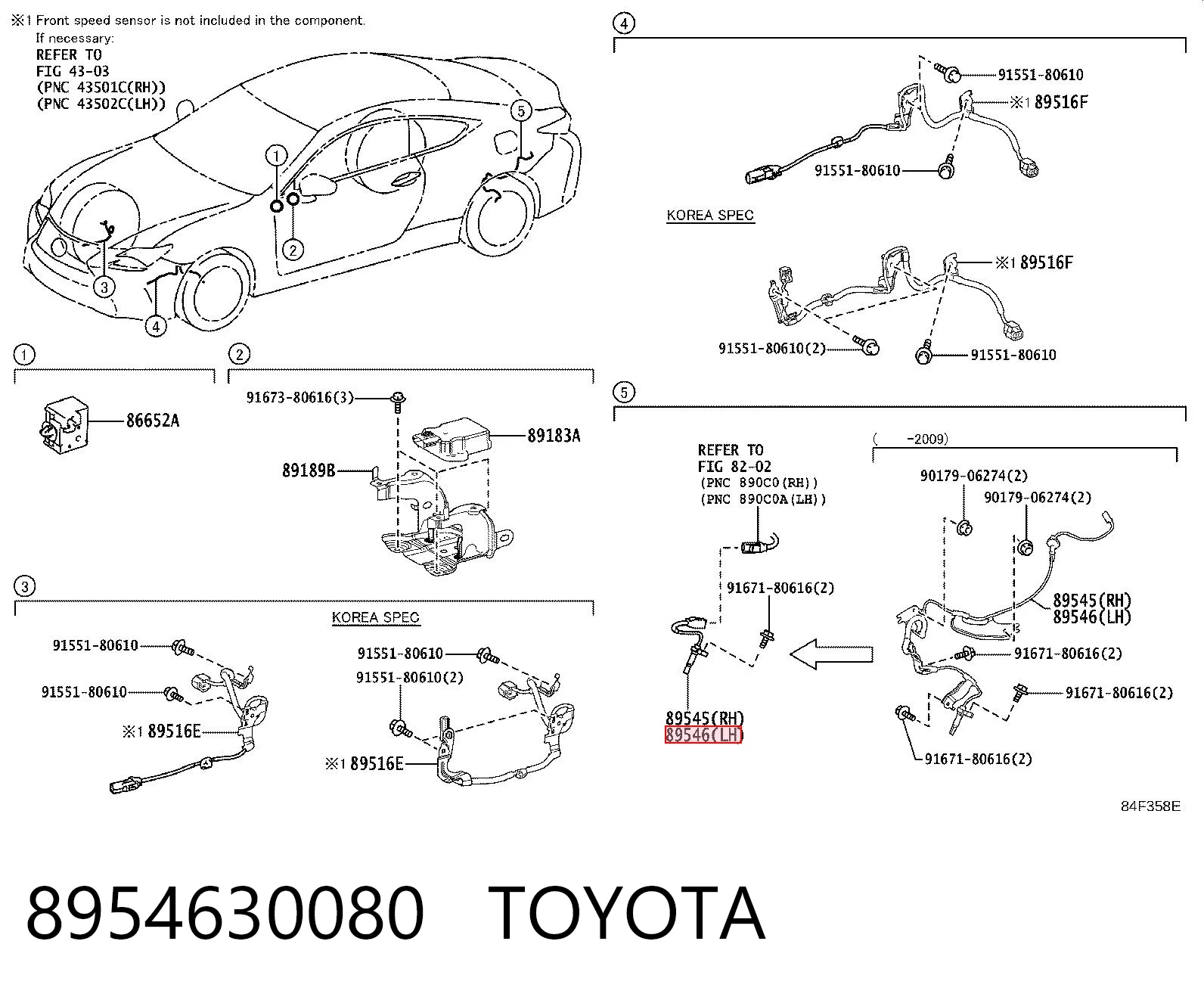 8954630080 Toyota Датчик ABS задній лівий