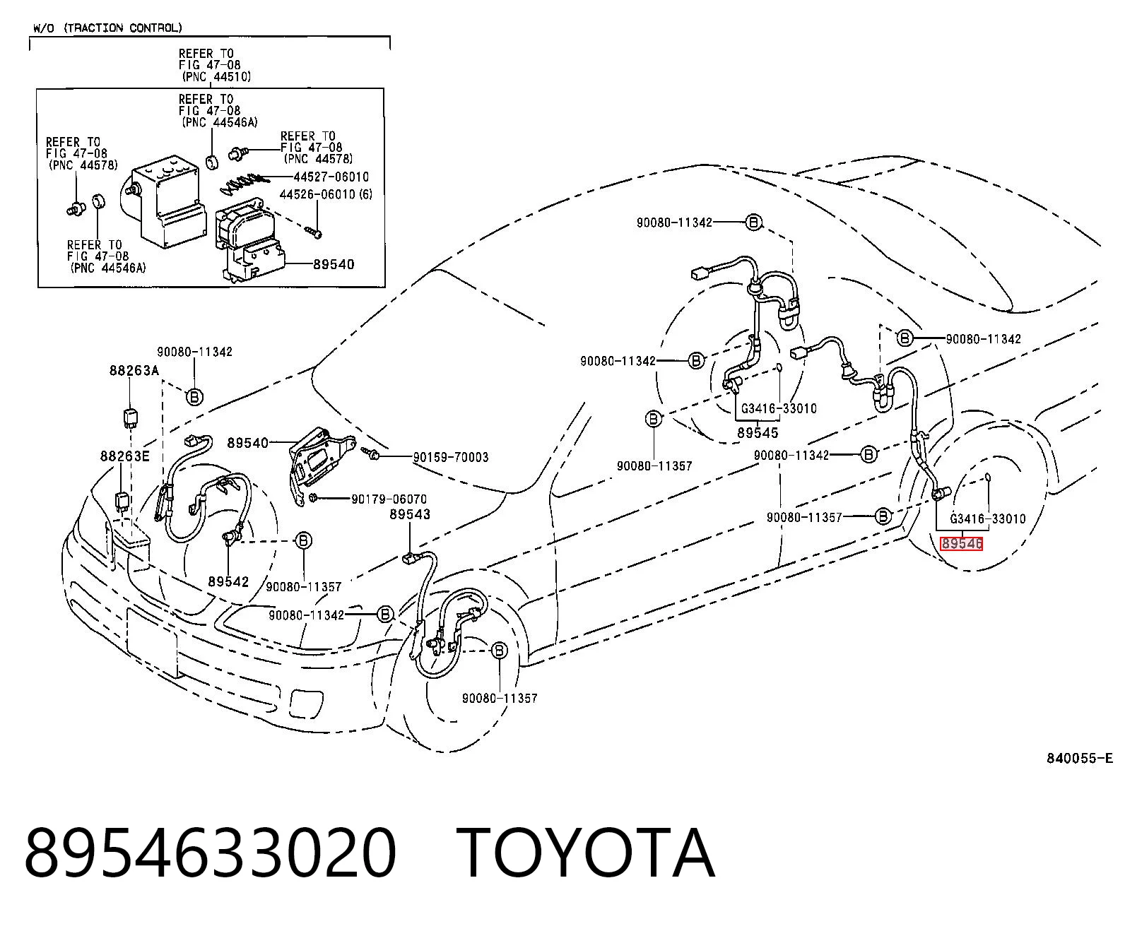 8954633020 Toyota Датчик ABS задній лівий