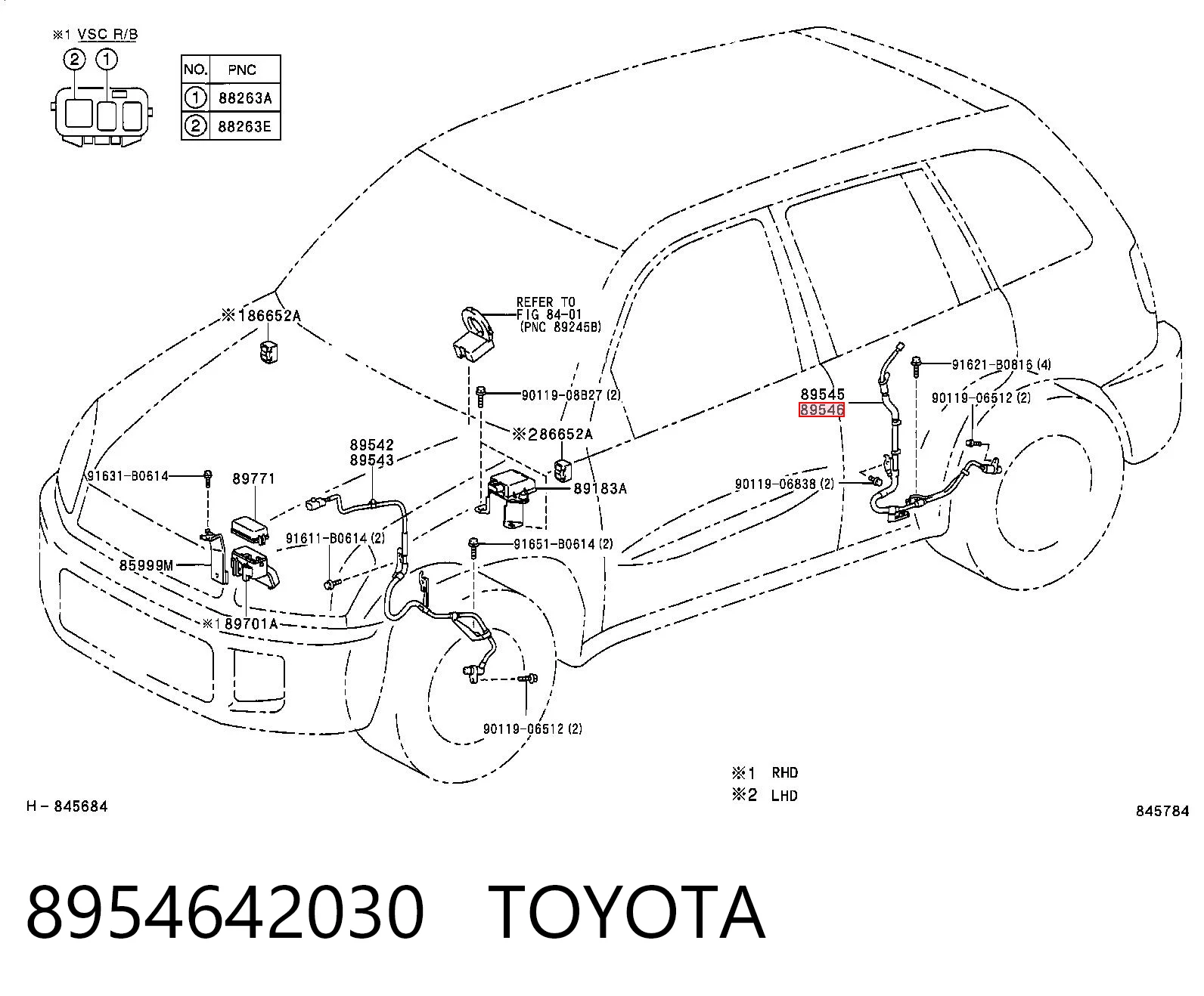 8954642030 Toyota Датчик ABS задній лівий