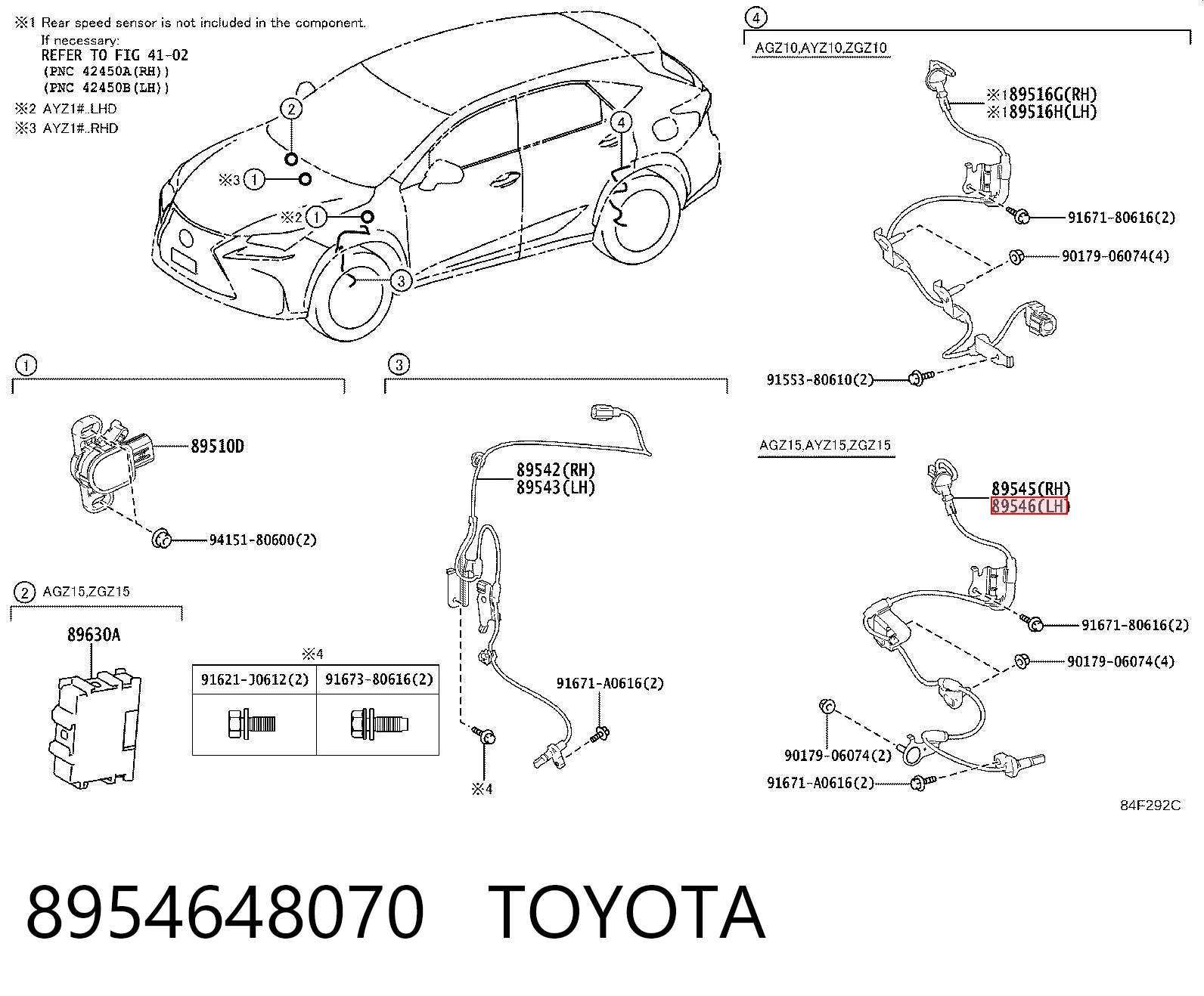 8954648070 Toyota Датчик ABS задній лівий
