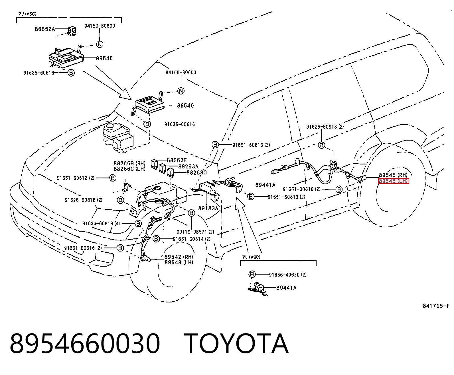 8954660030 Toyota Датчик ABS задній лівий