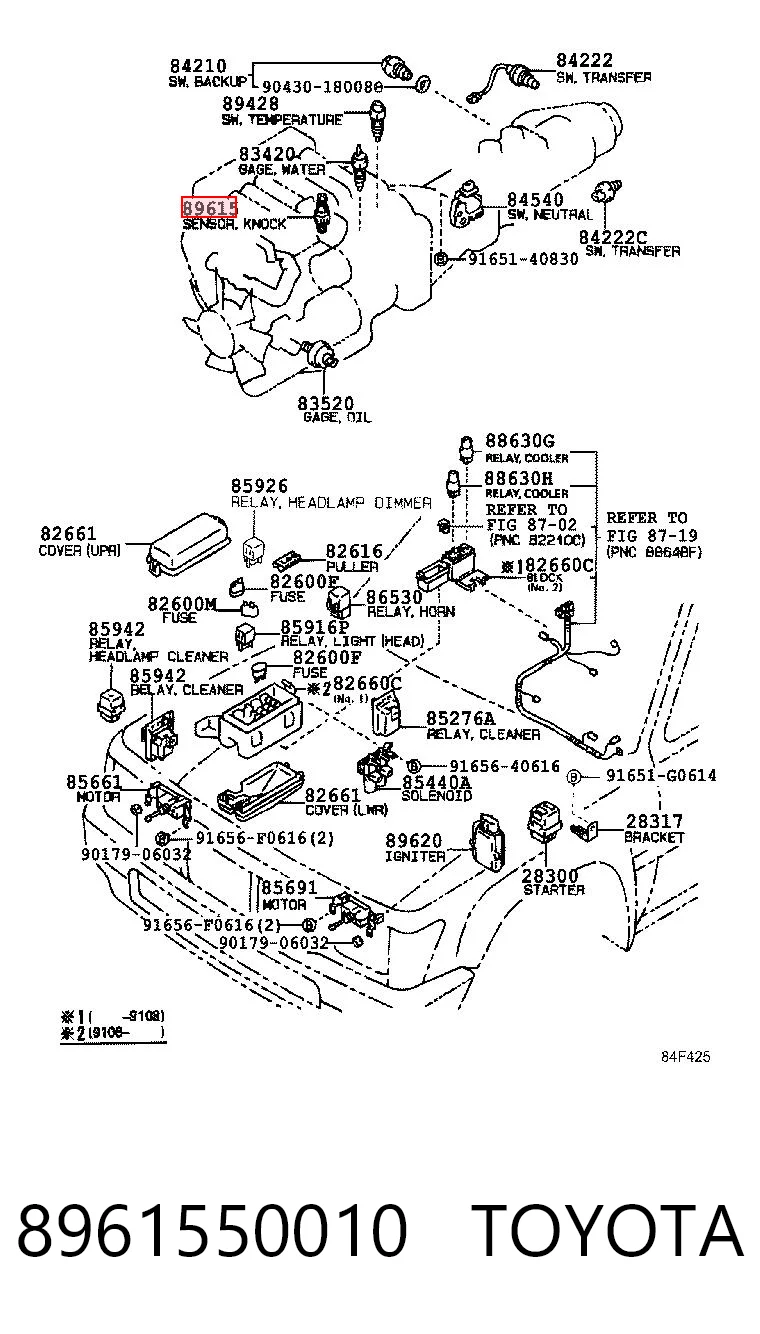 8961550010 Toyota Датчик детонації
