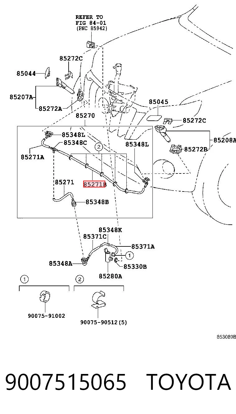 9007515065 Toyota Трубка омивача фар