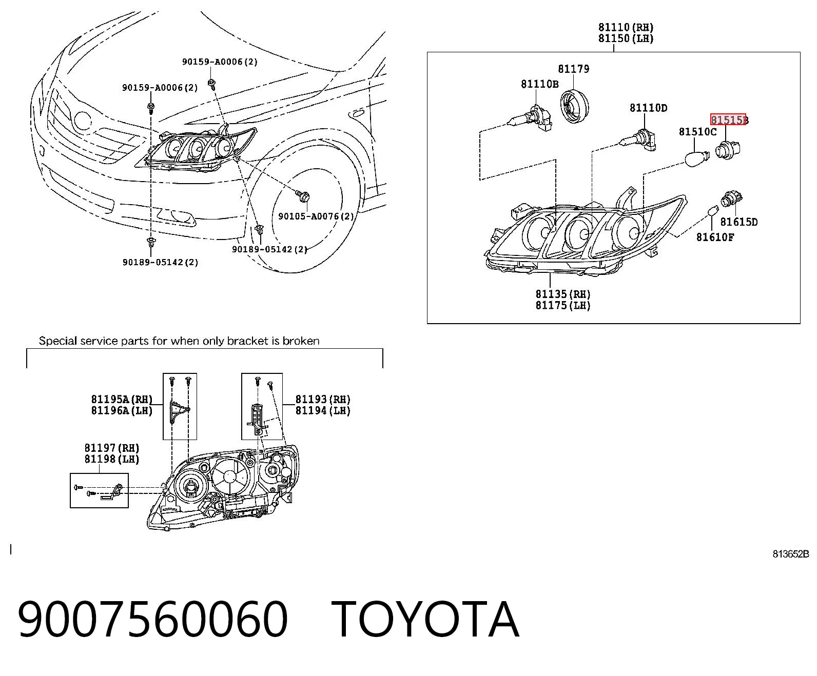 9007560060 Toyota Цоколь (патрон) лампочки покажчика поворотів