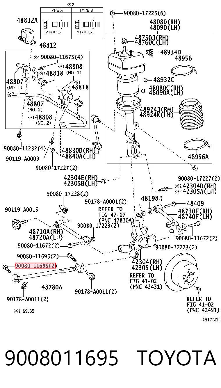 9008011695 Toyota Болт кріплення заднього розвальний важеля, зовнішній