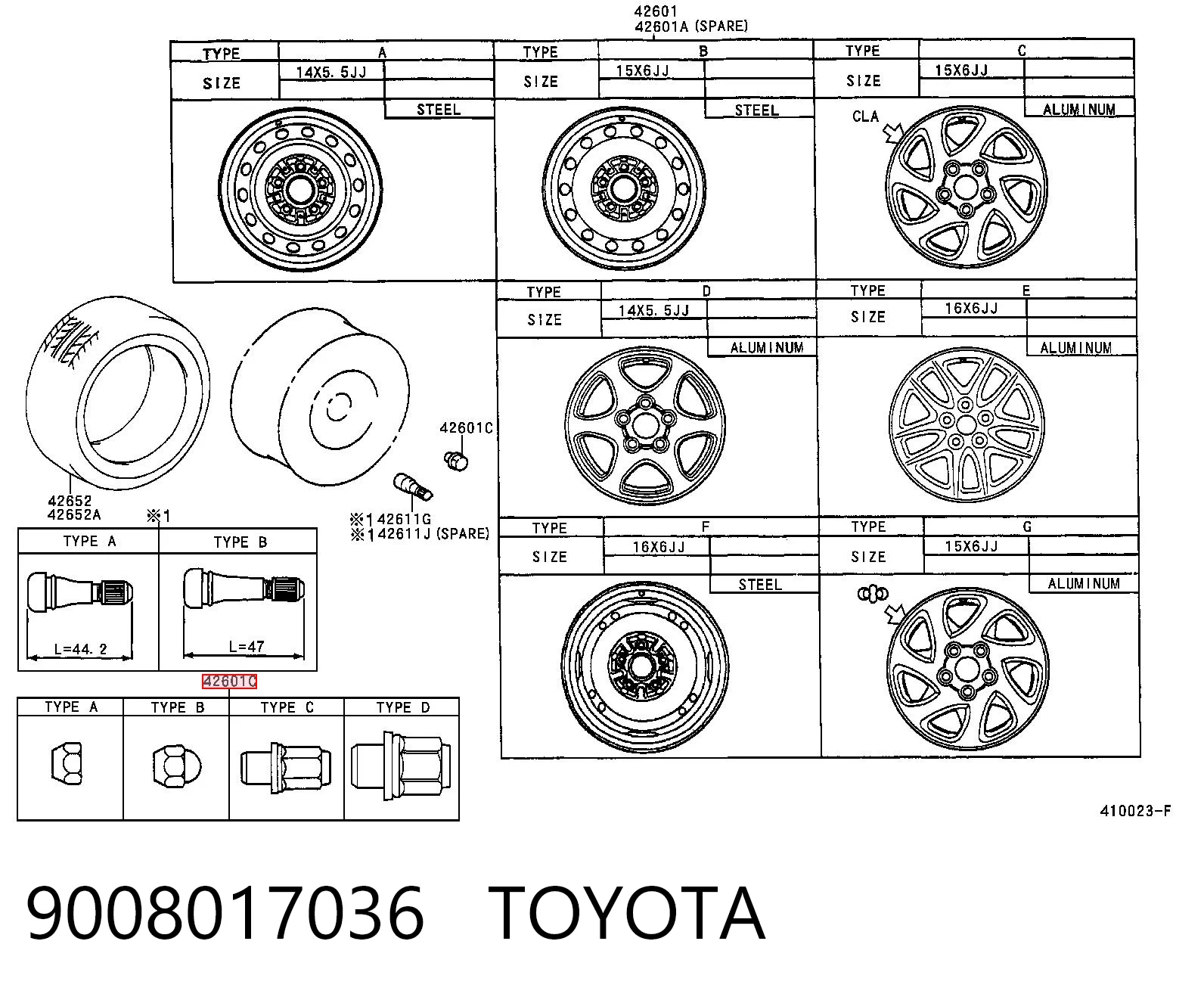 9008017036 Toyota Гайка колеса