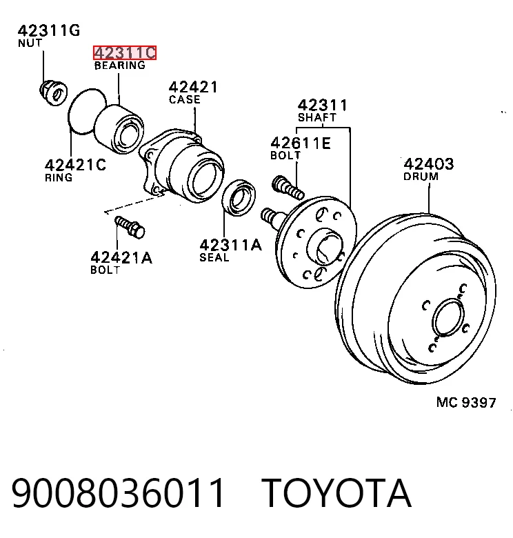 9008036011 Toyota Підшипник ступиці задньої