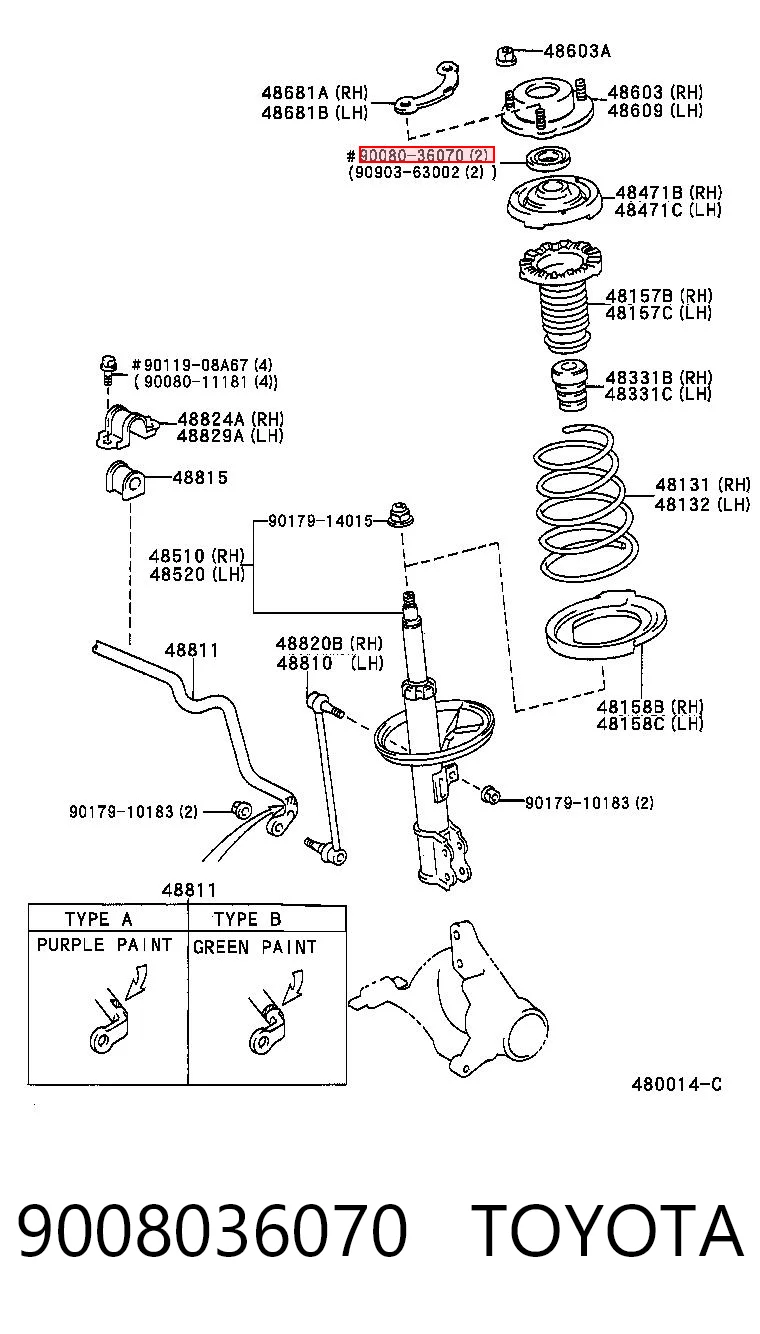 9008036070 Toyota Підшипник опори амортизатора