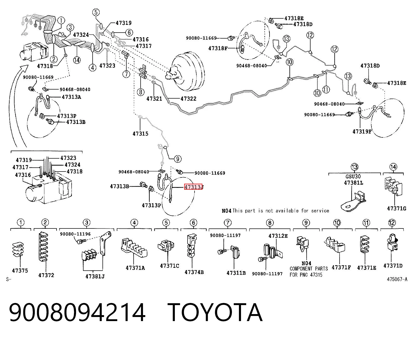 9008094214 Toyota Шланг гальмівний передній, лівий