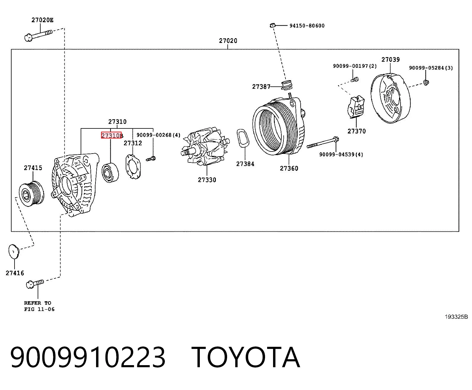 9009910223 Toyota Підшипник генератора