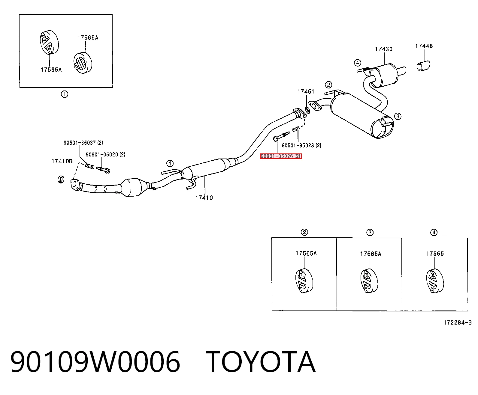 90109W0006 Toyota Болт вихлопної системи (глушника)