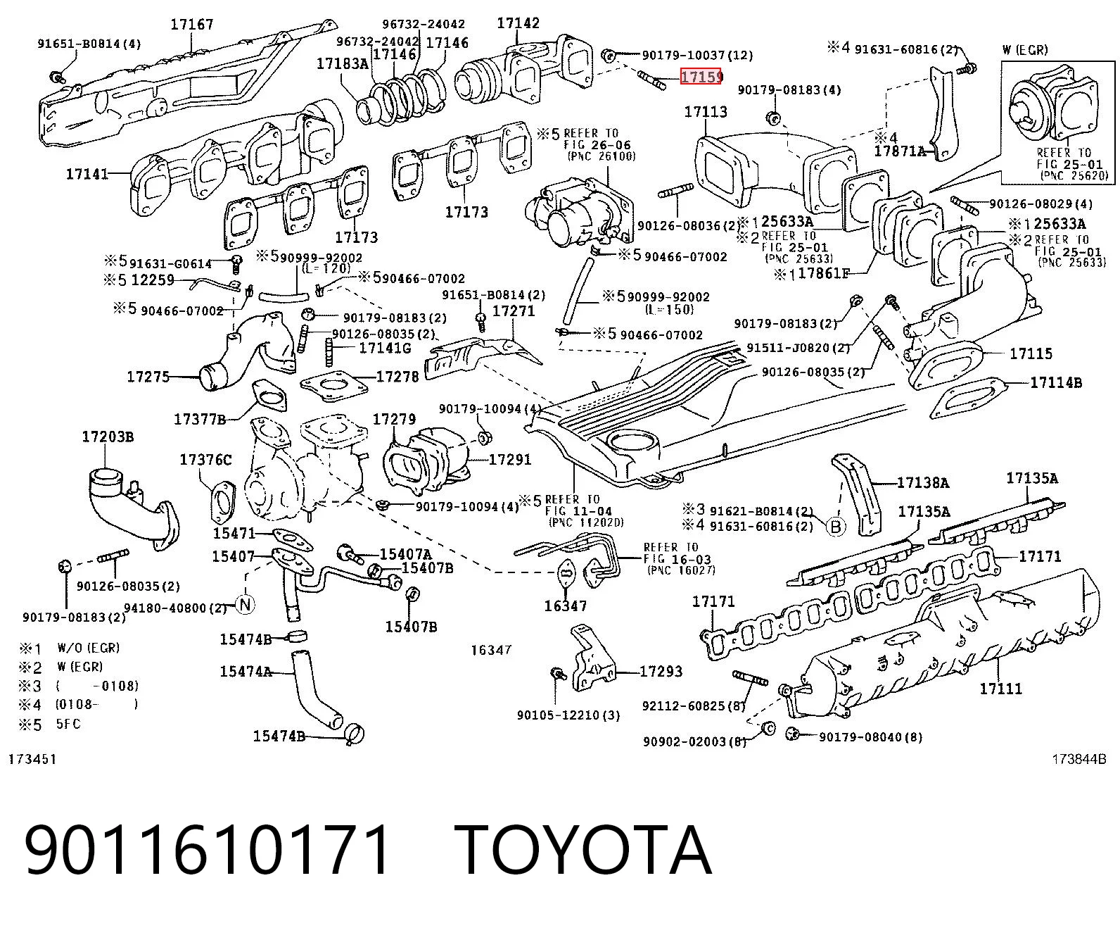 9011610171 Toyota Монтажні елементи випускної системи