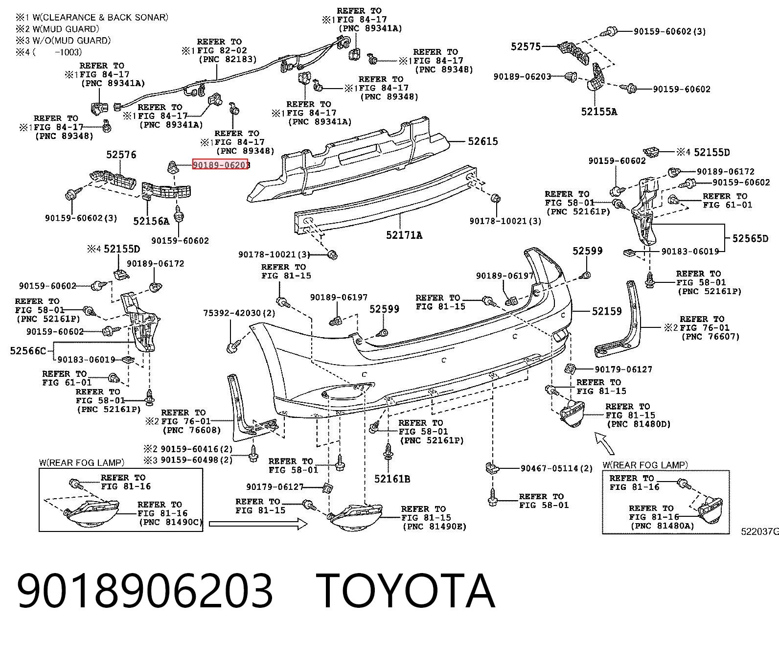9018906203 Toyota Пістон (кліп) кріплення бампера заднього