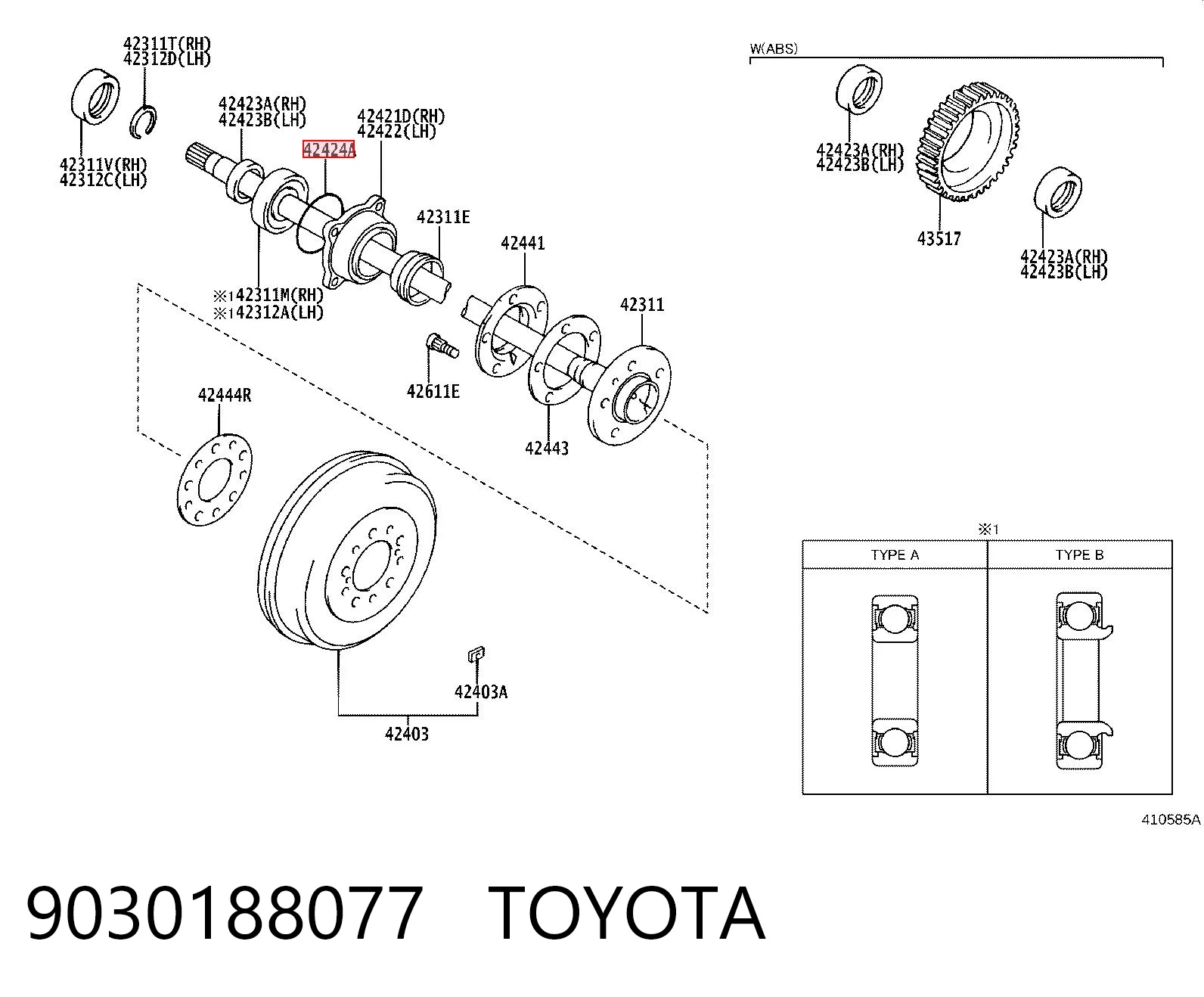 9030188077 Toyota Кільце маточини