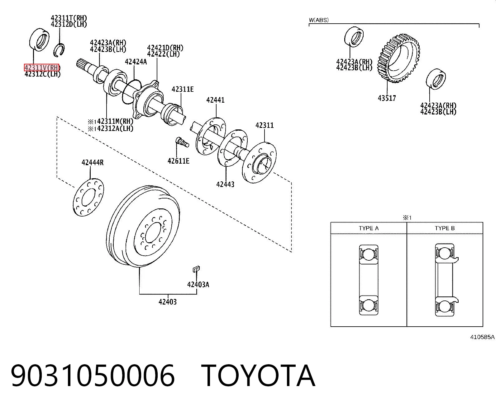 9031050006 Toyota Сальник півосі заднього моста, внутрішній