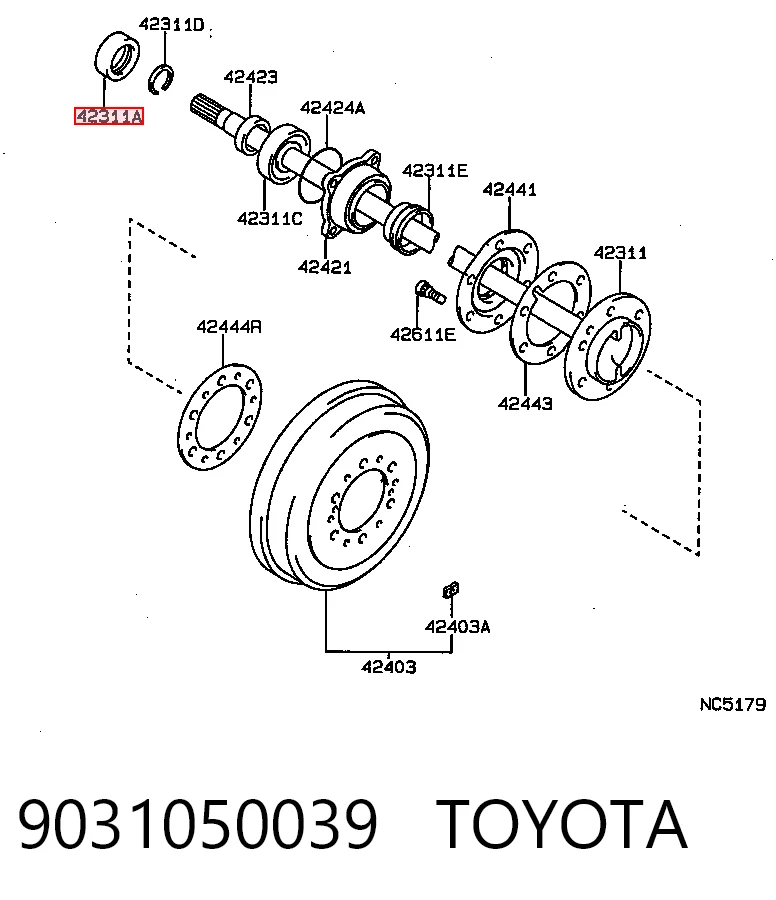 9031050039 Toyota Сальник півосі заднього моста, внутрішній