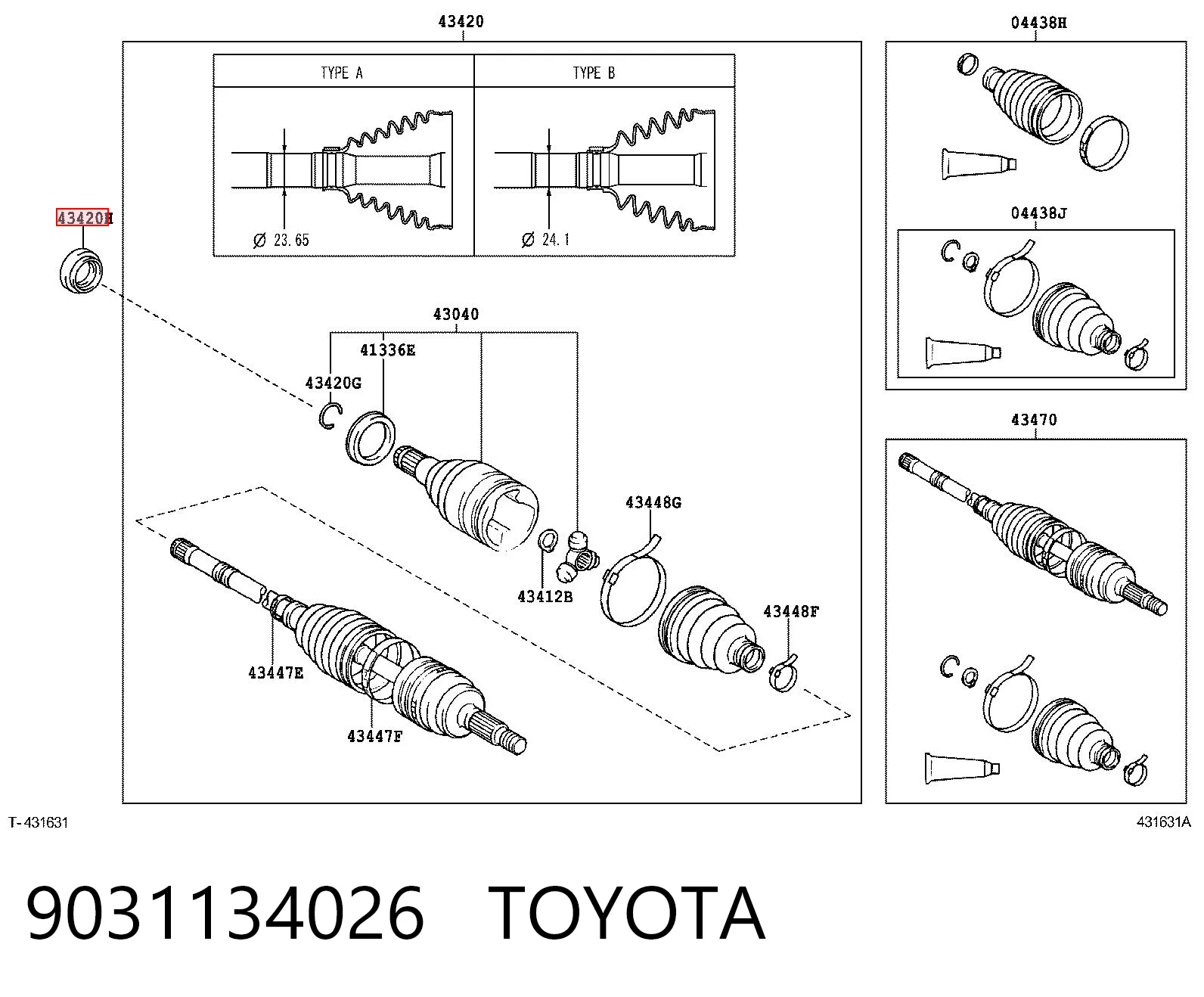 9031134026 Toyota Сальник півосі переднього моста, лівої