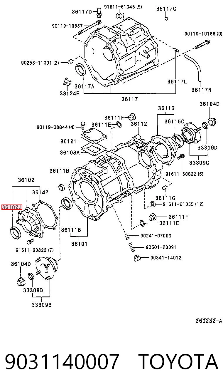 9031140007 Toyota Сальник раздатки, задній, вихідний