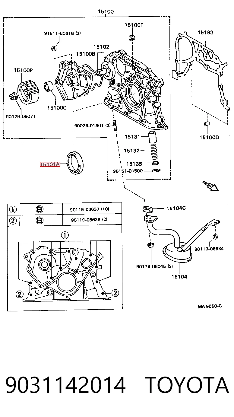 Сальник коленвала двигуна, передній Toyota Camry VI седан (V40) (2006 - 2014) ціна, від 4.96 USD