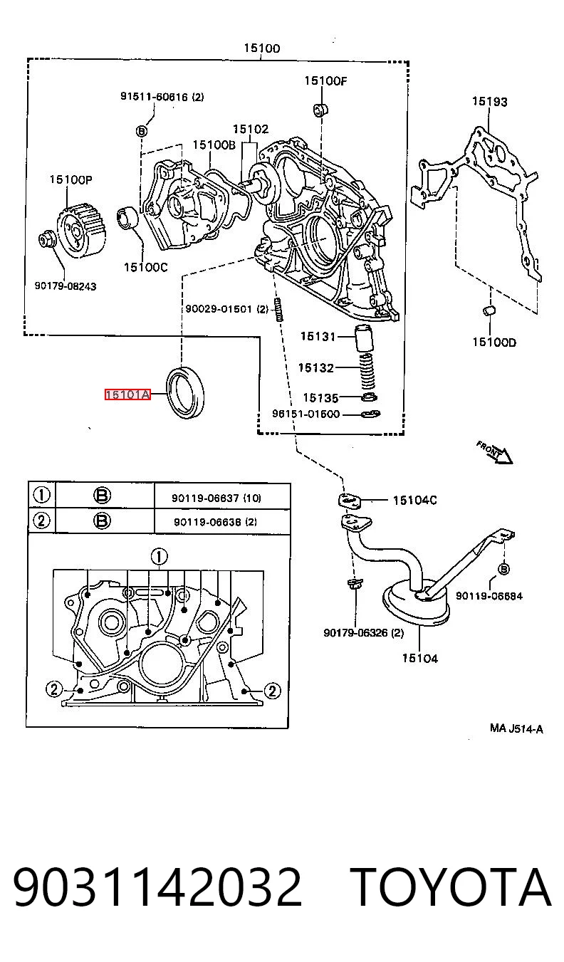 Сальник коленвала двигуна, передній Toyota Camry VI седан (V40) (2006 - 2014) ціна, від 4.96 USD