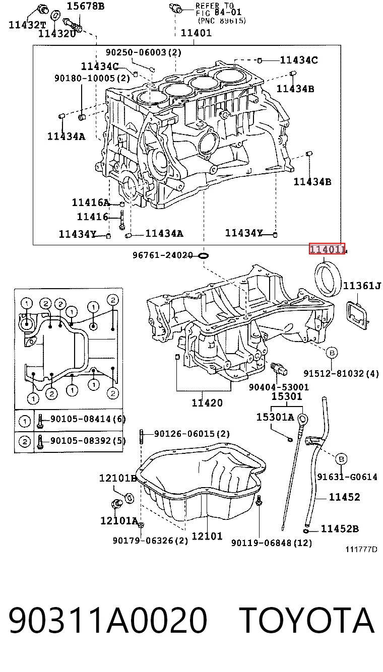 90311A0020 Toyota Сальник коленвала корінний