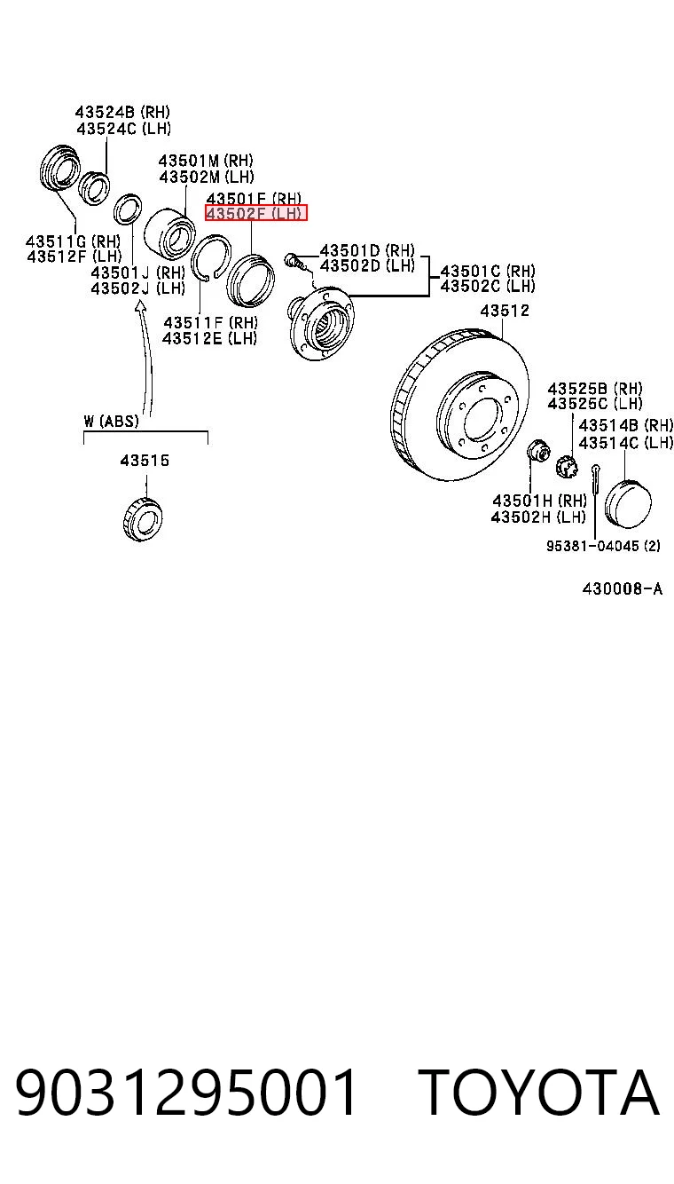 9031295001 Toyota Сальник передньої маточини