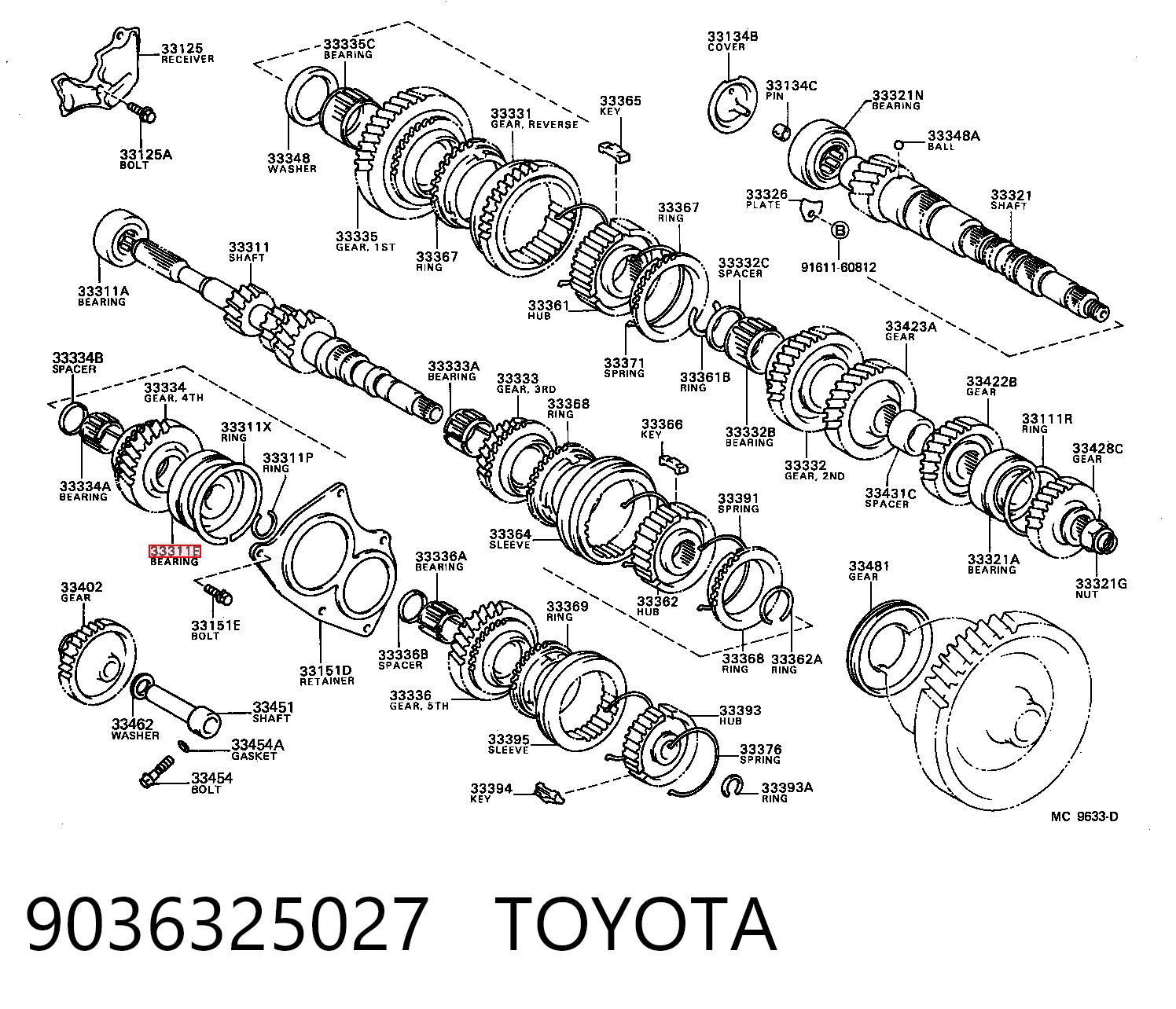 Підшипник головного вала МКПП на Toyota Yaris  P10