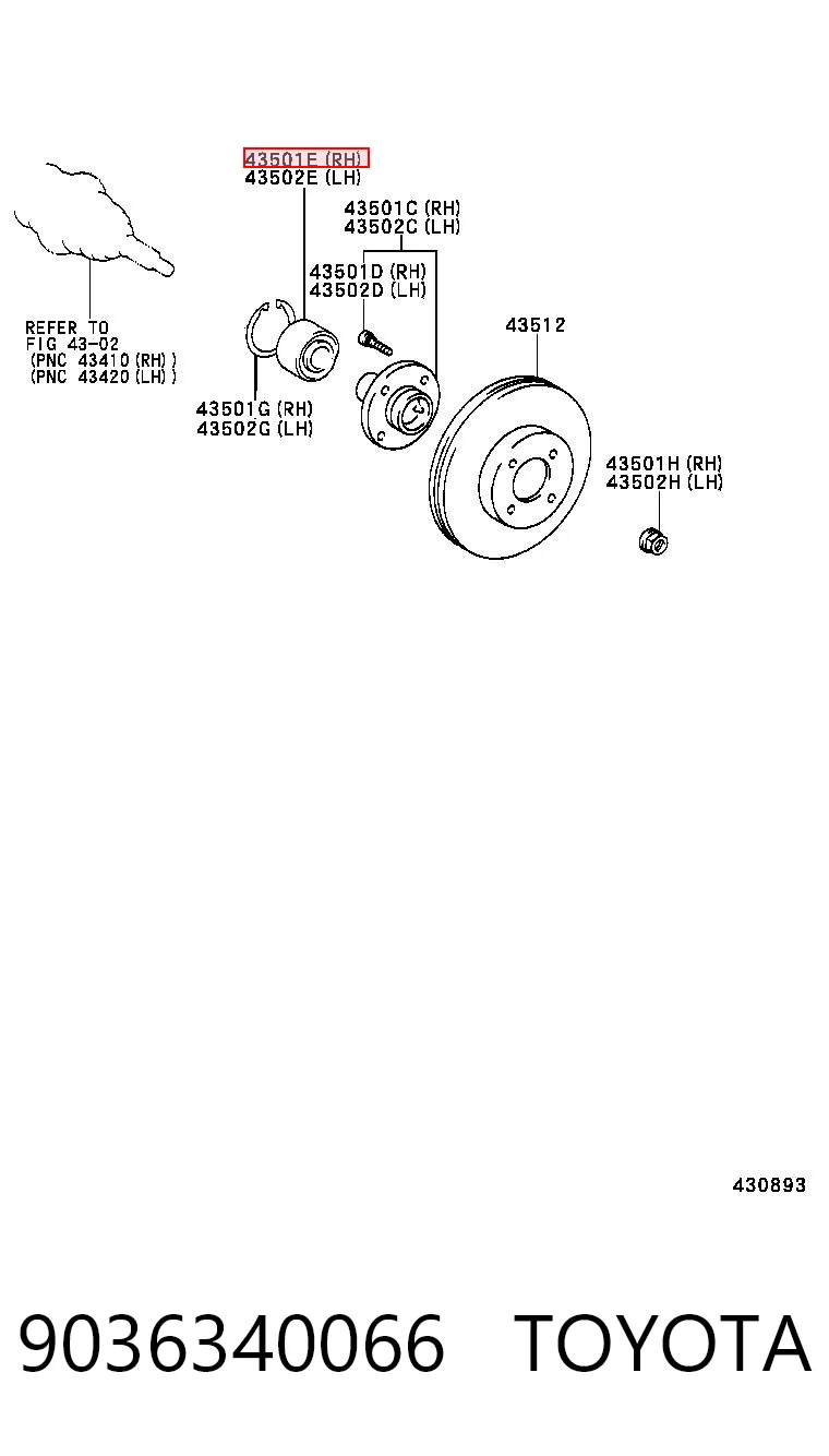 9036340066 Toyota Підшипник маточини передньої