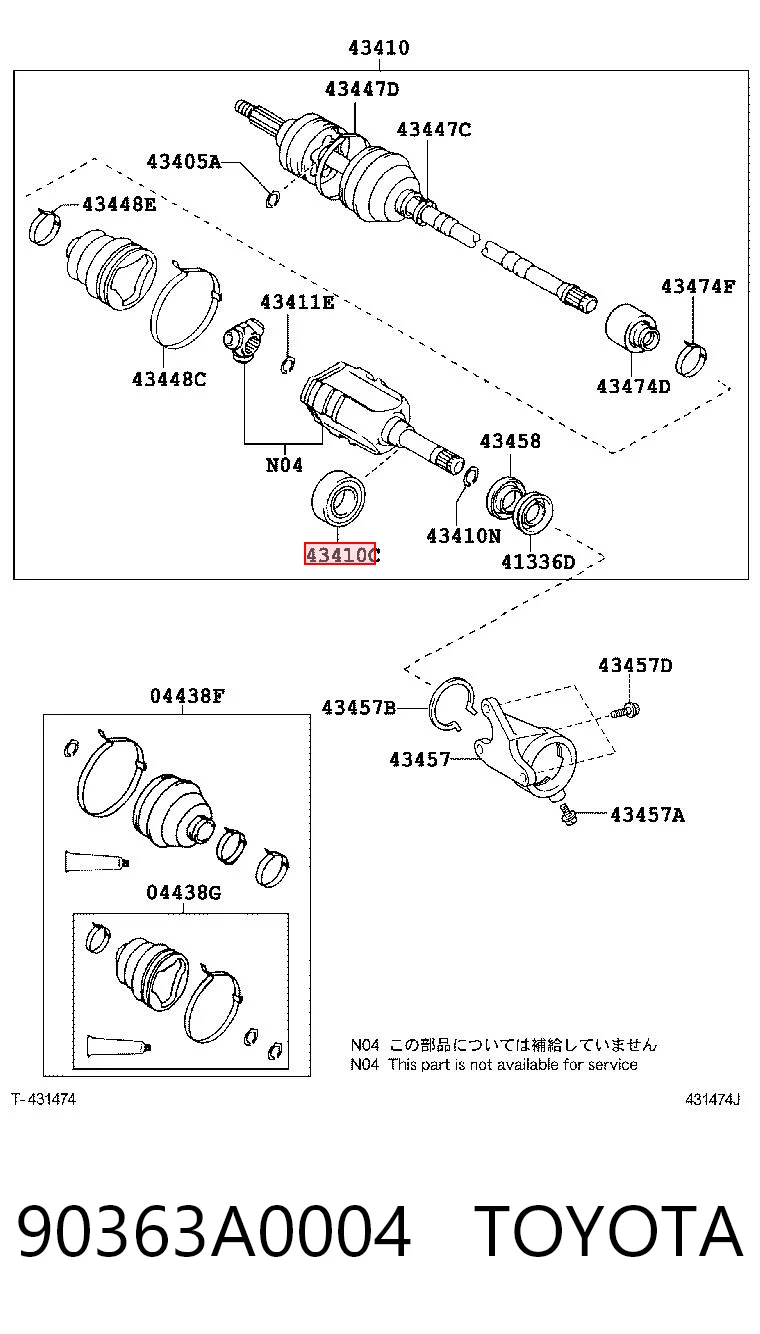 90363A0004 Toyota Підшипник піввісі переднього моста