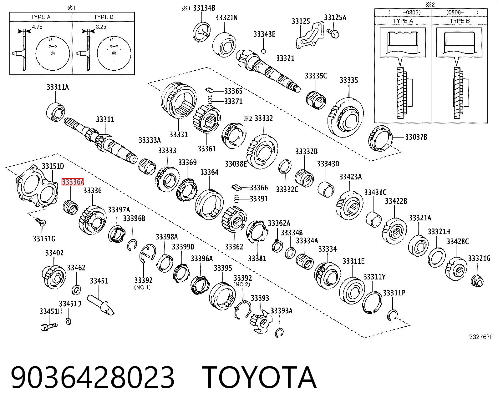 9036428023 Toyota Підшипник шестірні 5-ї передачі КПП