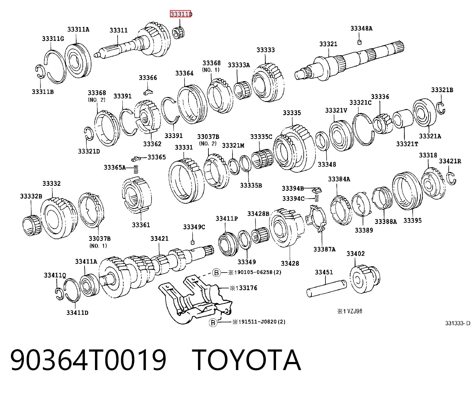 Підшипник первинного валу коробки Toyota Land Cruiser 90 позашляховик (J9) (1996 - 2002) ціна, від 13.35 USD