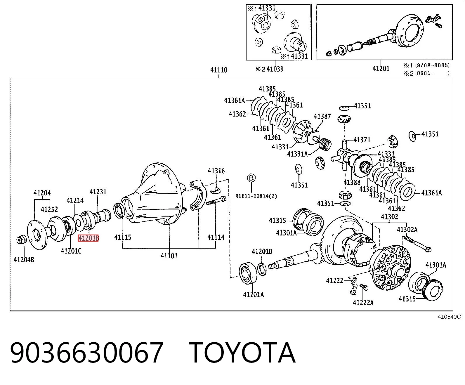 9036630067 Toyota Підшипник хвостовика заднього моста, напужний