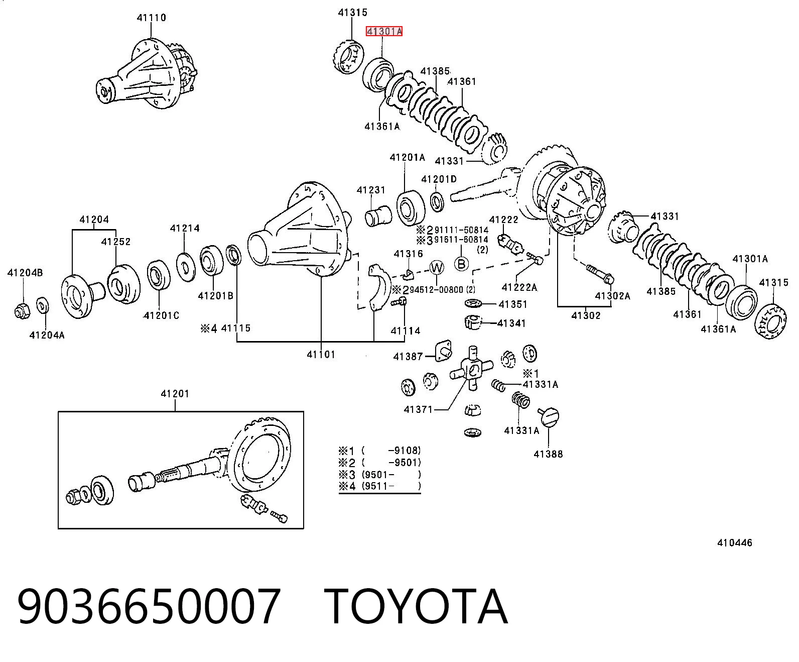 9036650007 Toyota Підшипник диференціалу заднього моста