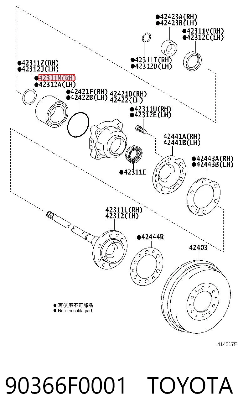 90366F0001 Toyota Підшипник ступиці задньої
