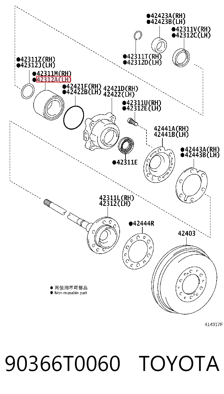 90366T0060 Toyota Підшипник ступиці задньої