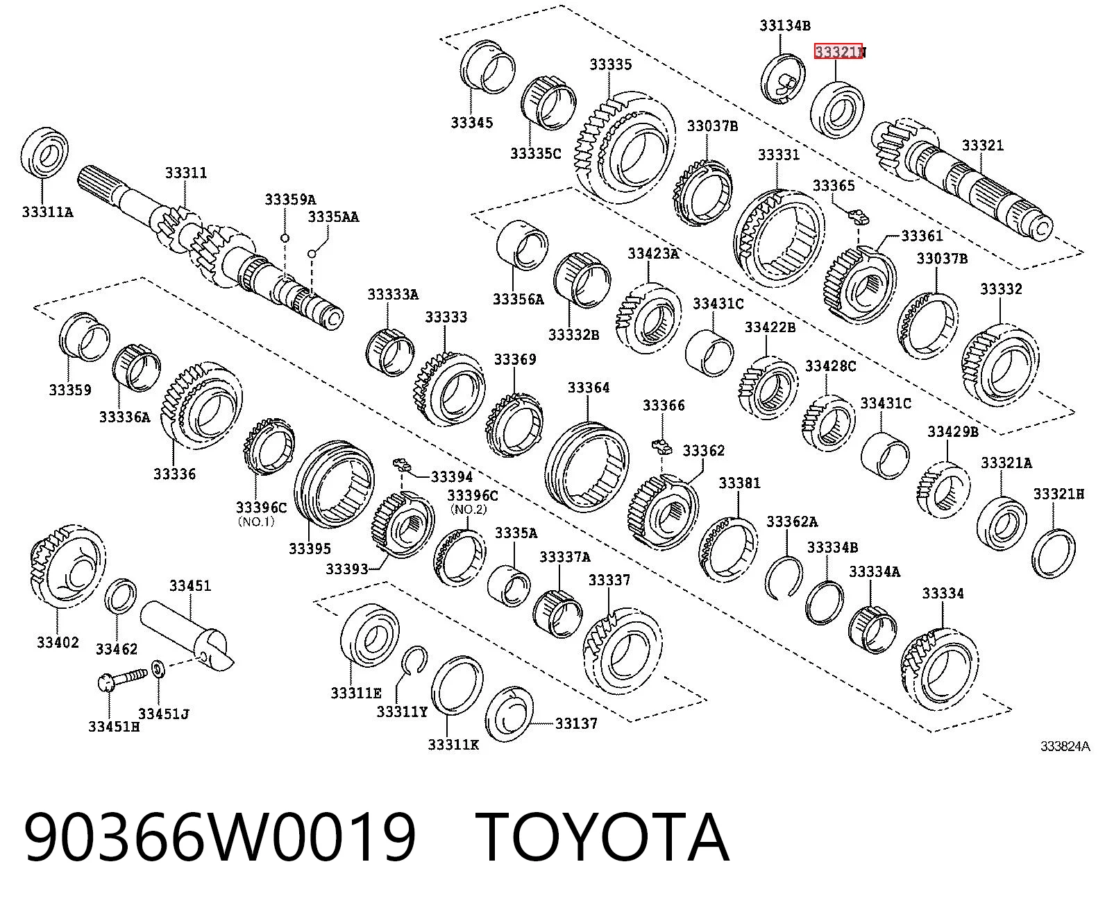 9036628016 Subaru Підшипник вторинного вала коробки