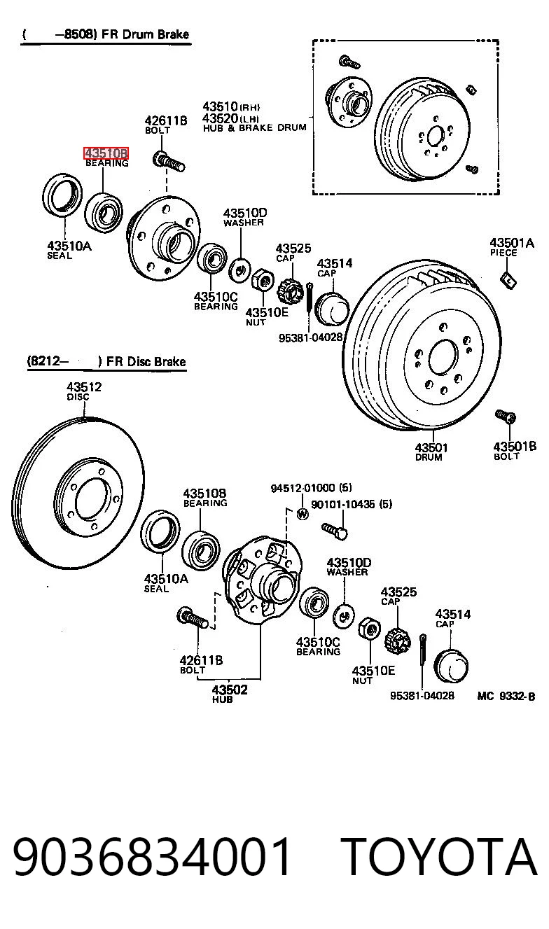 Підшипник ступиці передній, внутрішній Chrysler MB633086 ціна, від 8.36 USD