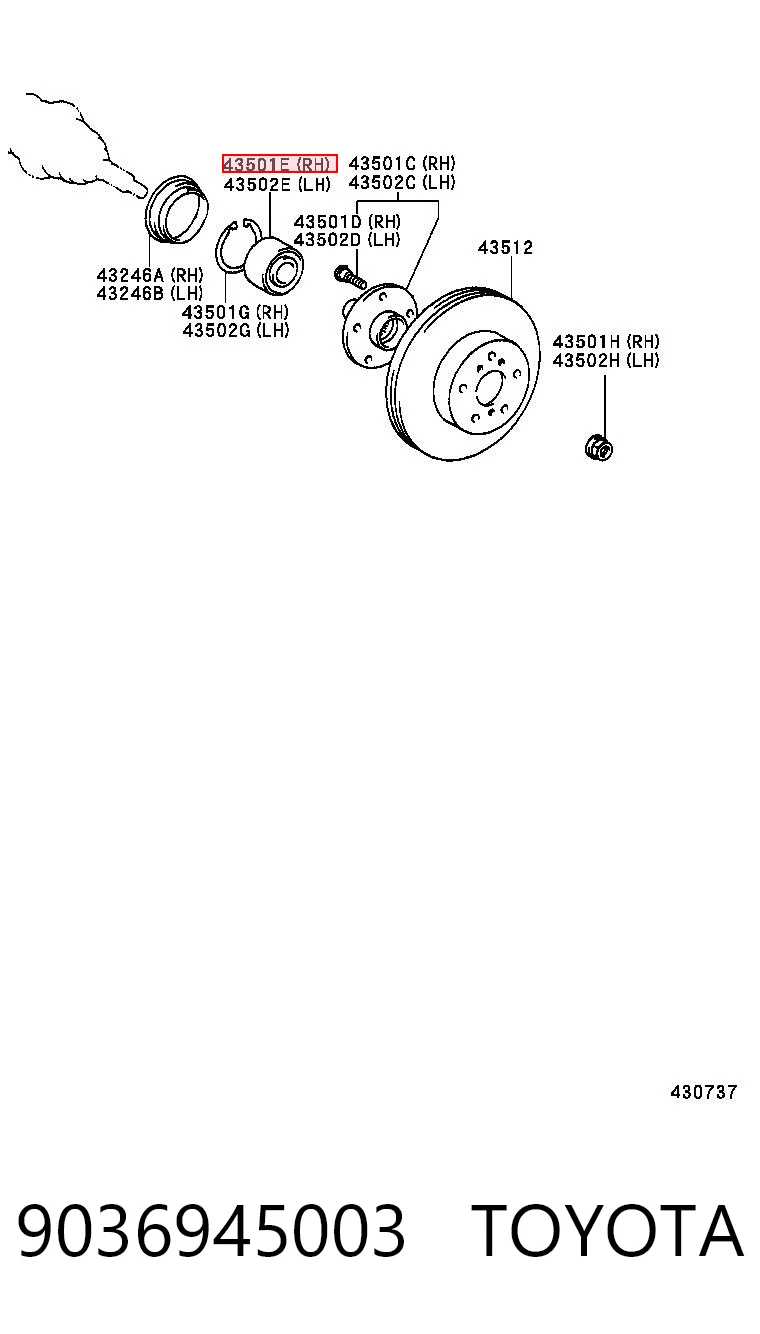 9036945003 Toyota Підшипник маточини передньої