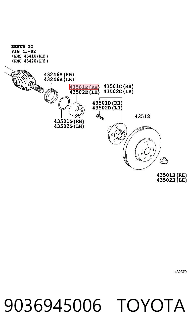 9036945006 Toyota Підшипник маточини передньої