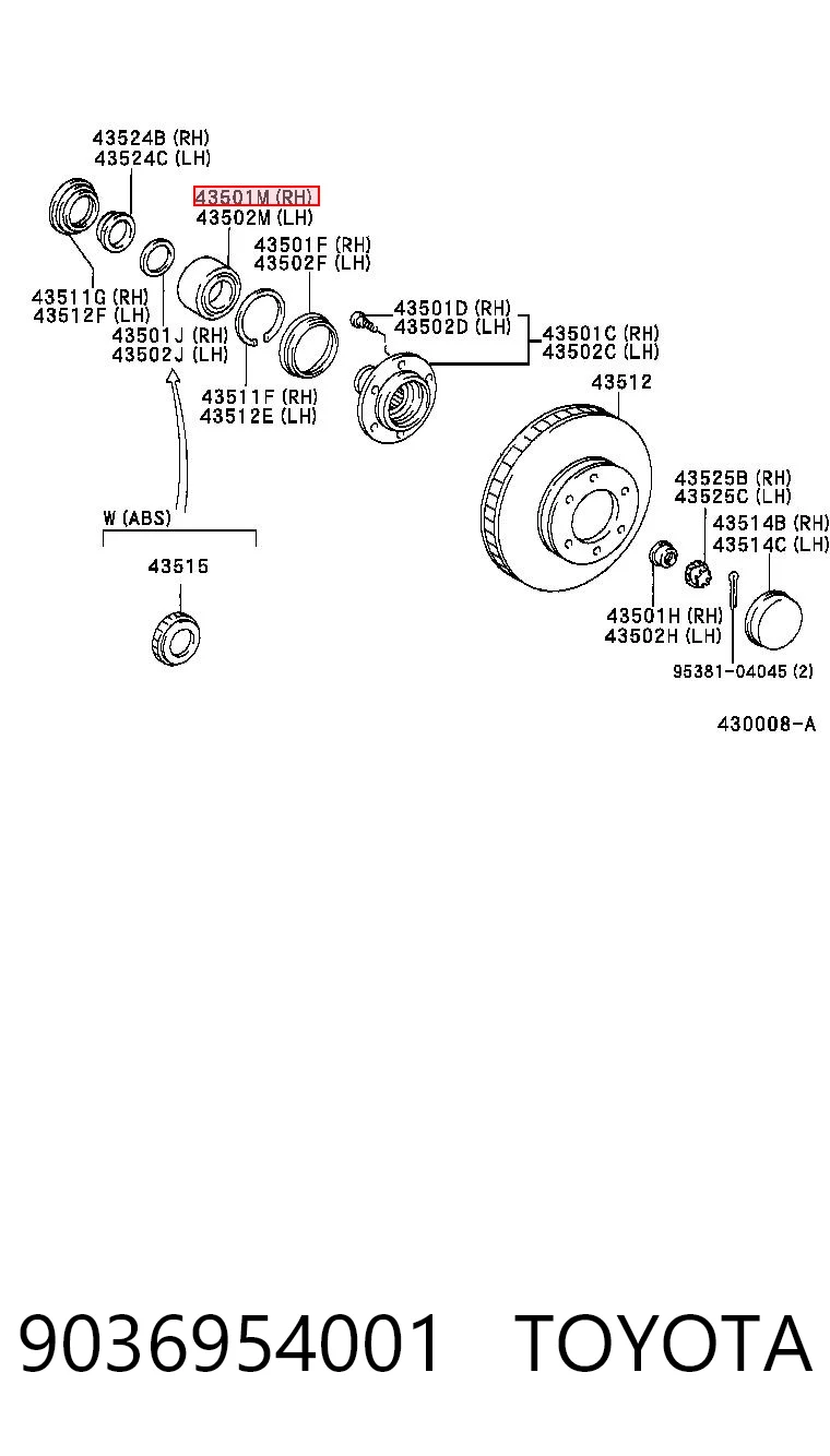 9036954001 Toyota Підшипник маточини передньої