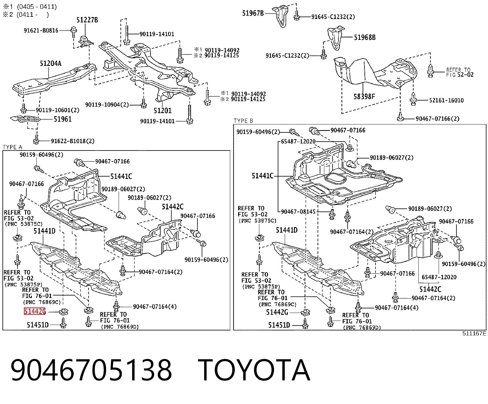 9046705138 Toyota Кліпса бампера переднього